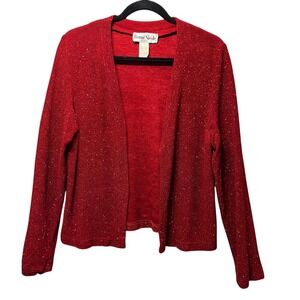 Vintage Ronni Nicole Sparkly Cardigan Shrug Open Front Red Party‎ Top Size 12